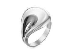 Серебряное кольцо капельной формы с контрастной вставкой